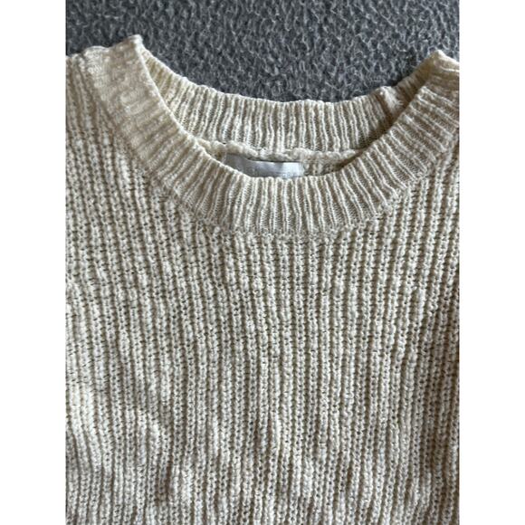 Design History Sweater Top Small Chunky Flutter Sleeve Crewneck Cream White - Picture 2 of 13